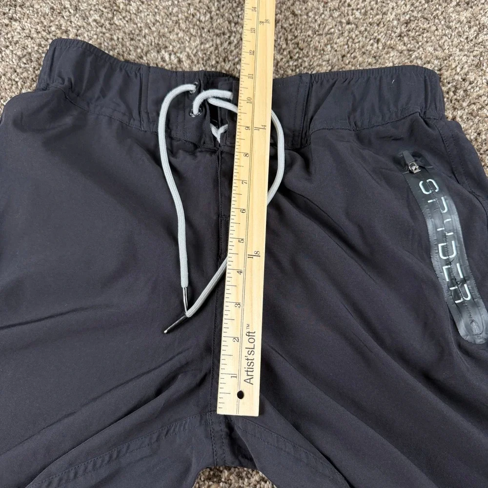 Spyder Mens Swim Trunks Black Board Shorts Zipper Pocket Drawstring 31 Waist